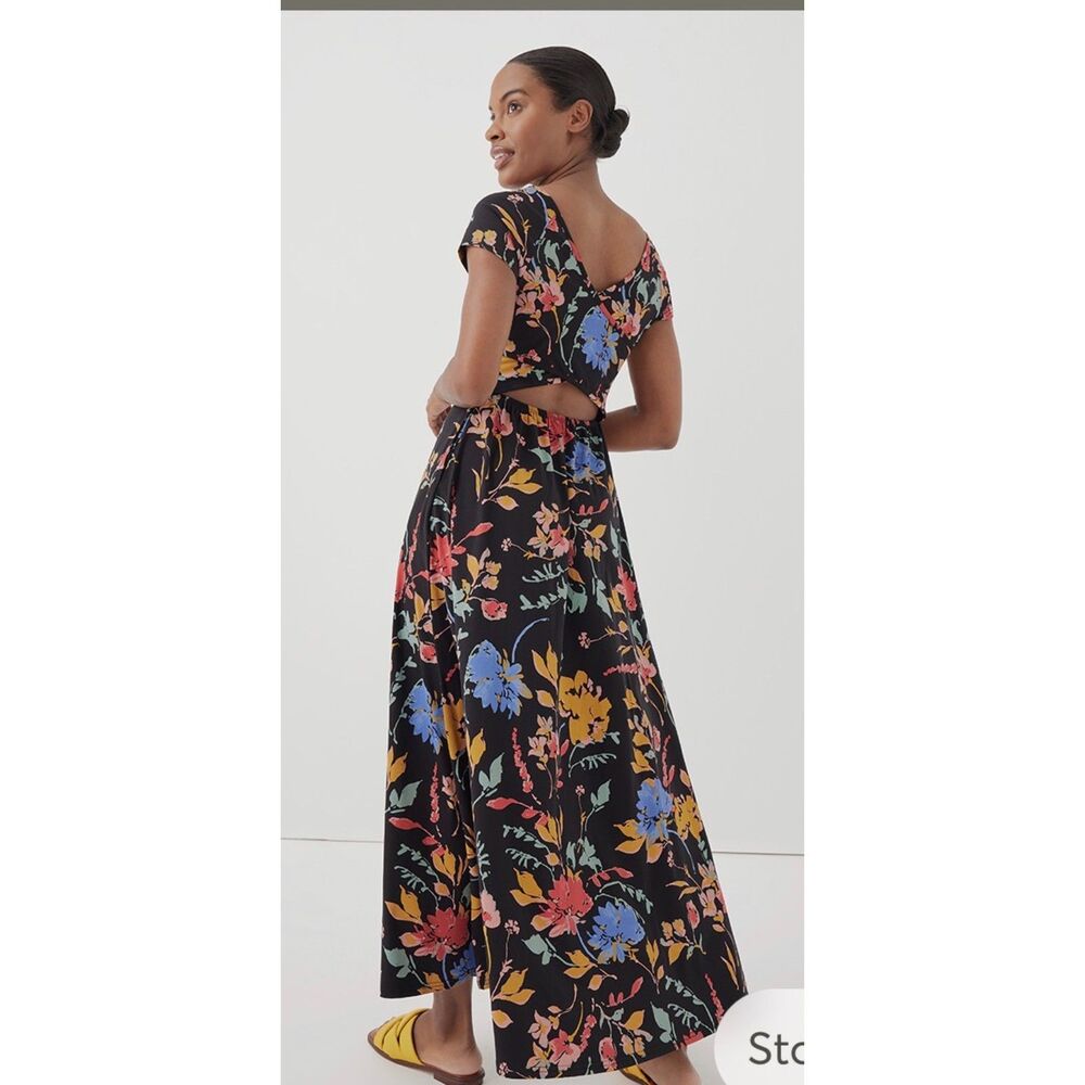 Pact Floral Fit & Flare Crossback Maxi Dress Size Large